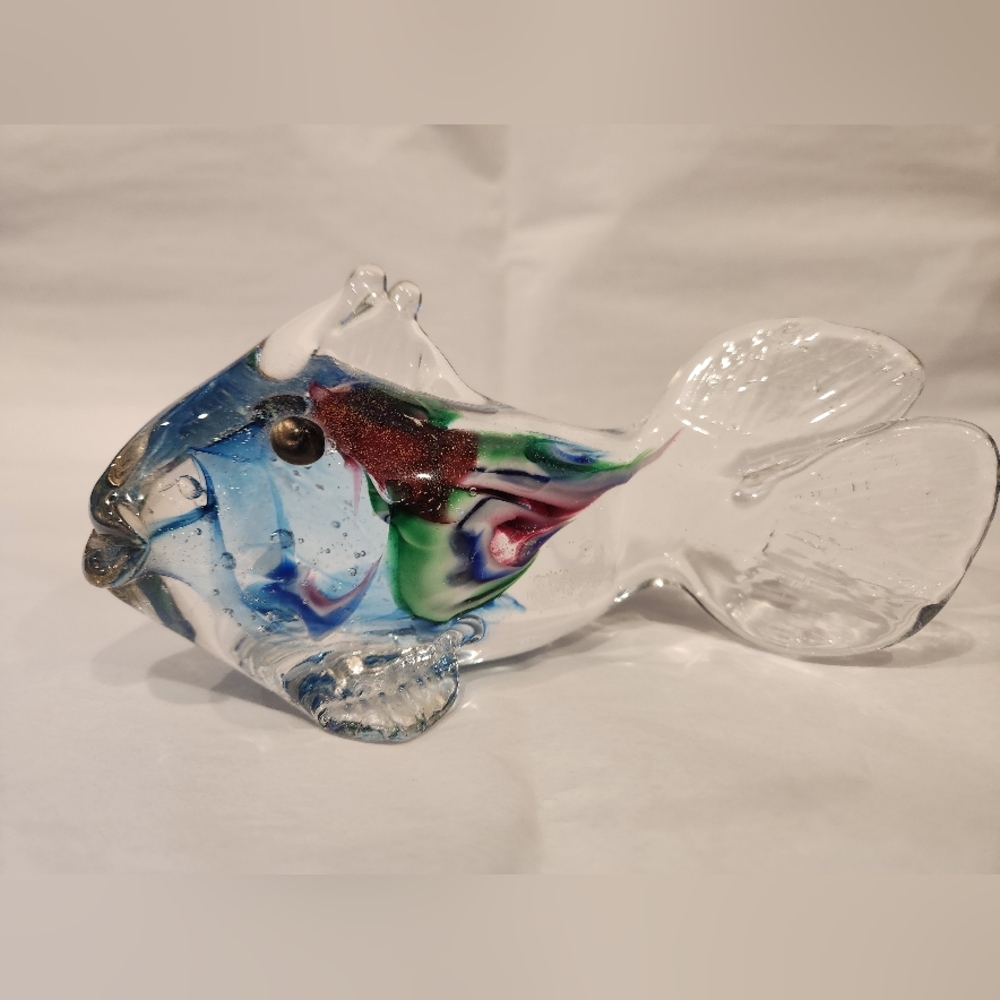 Colorful Blown Glass Fish Figurine